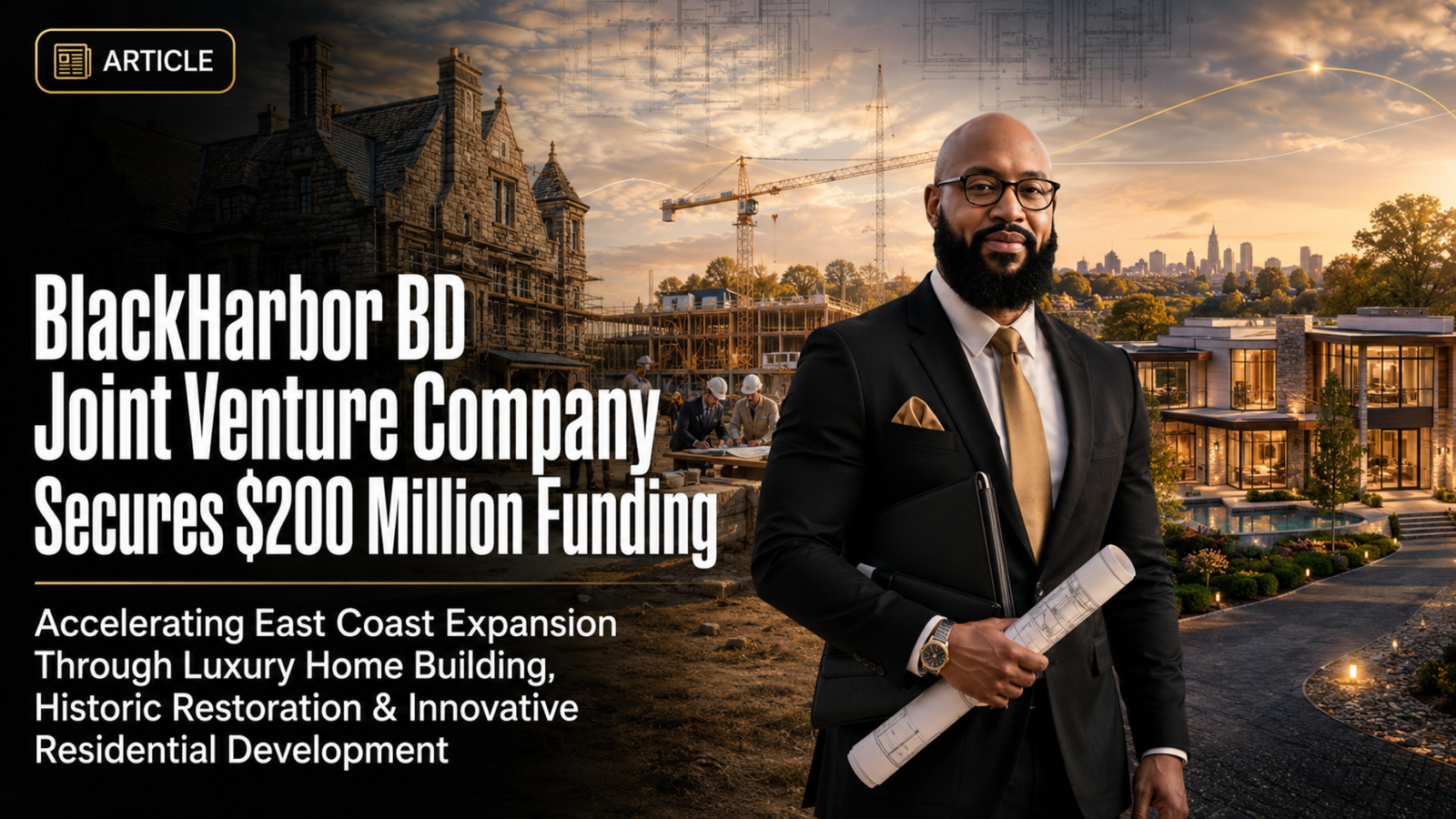 BlackHarbor BD Joint Venture Company Secures $200  Million Funding for East Coast Expansion and  Innovative Luxury Home Projects.